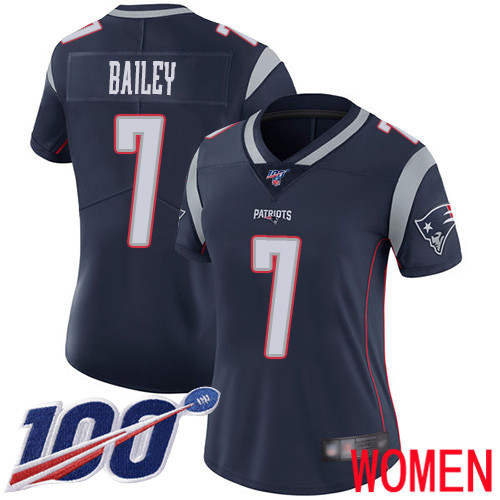 New England Patriots Football #7 100th Season Limited Navy Blue Women Jake Bailey Home NFL Jersey->women nfl jersey->Women Jersey